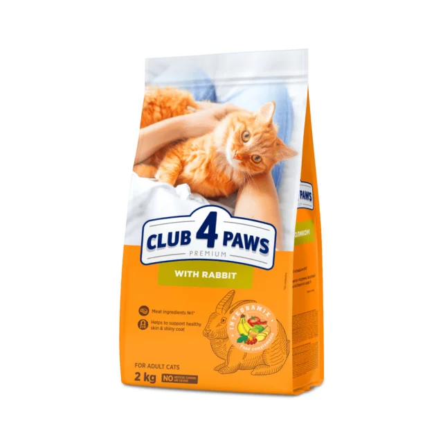 Сухой корм Клуб 4 Лапы Adult Cat Premium для взрослых кошек, с кроликом, 2 кг
