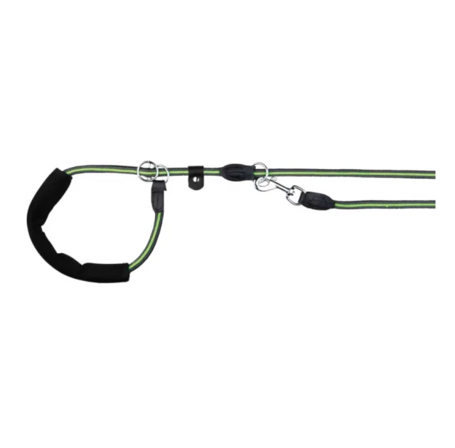 Поводок-удавка Trixie Fusion для собак, размер M–XL, чёрно-зелёная, 13 мм, 1.9 м