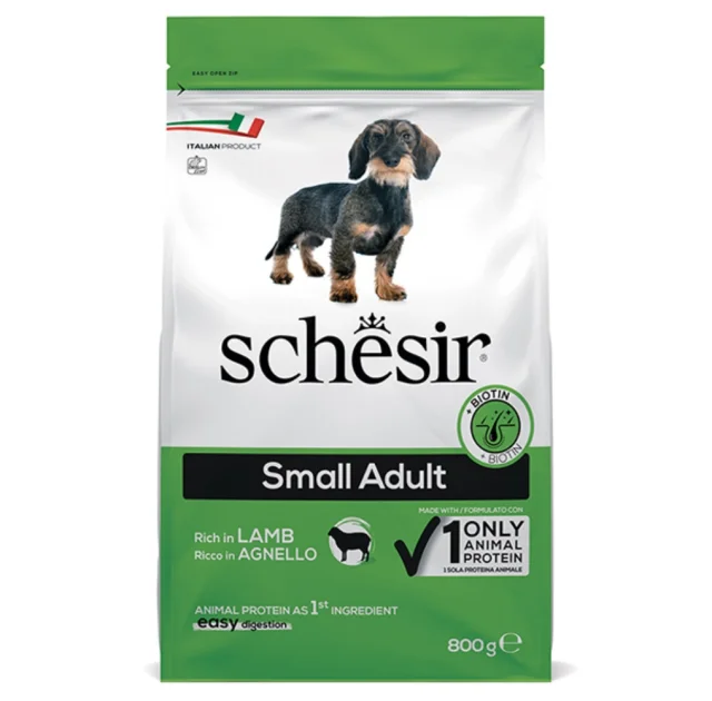 Сухий корм Schesir Dog Small Adult Lamb з ягням, монопротеїновий, для дорослих собак малих порід, 800 г