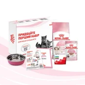 Стартовый набор Royal Canin Kitten для котят, миска, мерный стаканчик, дневник, сухой и влажный корм, 400 г + 85 г