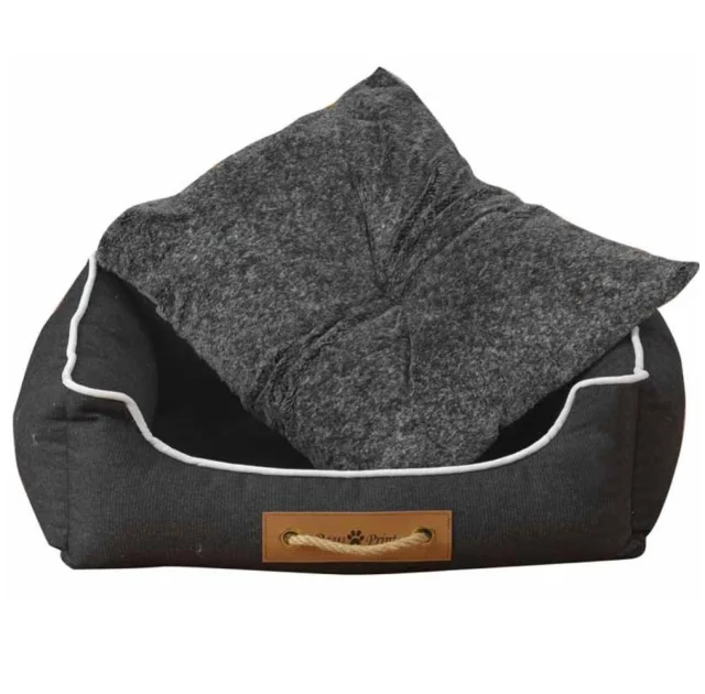 Лежак Animall Nena для собак и кошек, с ручкой-веревкой, размер L, 62×50×17 см, графит