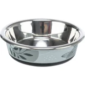 Миска Trixie Stainless Steel Bowl для котів, нержавіюча сталь, гумова кромка, 200 мл, 12 см, синьо-сірий