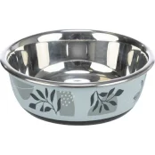 Миска Trixie Stainless Steel Bowl для собак, нержавіюча сталь, гумова кромка, 400 мл, 14 см, синьо-сірий