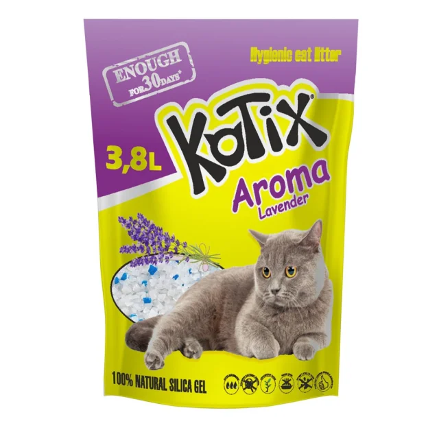 Силікагелевий наповнювач Kotix Lavender для котячого туалету, з ароматом лаванди, 3.8 л