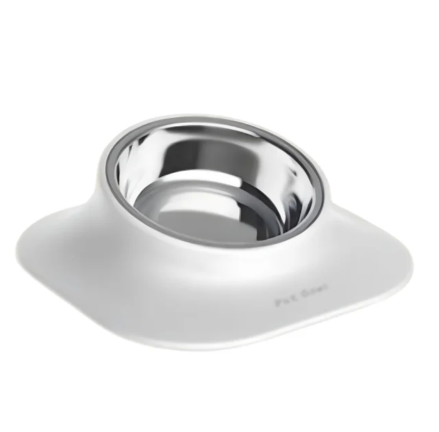 Миска на подставке AnimAll для собак и кошек, металл/пластик, 420 мл, белая
