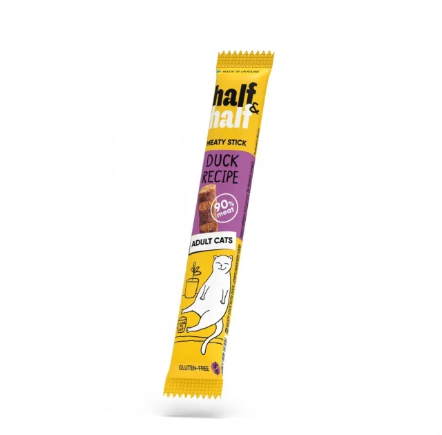 Лакомство Half&Half для кошек, в форме мясных палочек, с уткой, 5 г