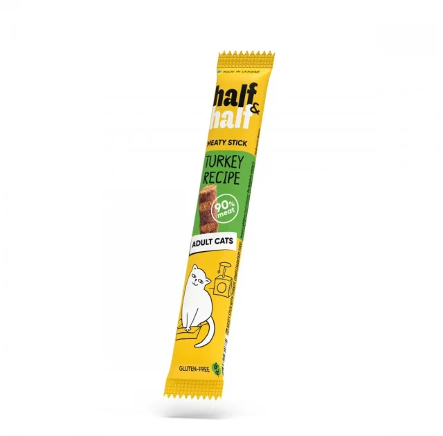 Лакомство Half&Half для кошек, в форме мясных палочек, с индейкой, 5 г