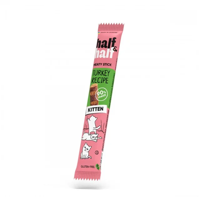 Лакомство Half&Half для котят, в форме мясных палочек, с индейкой, 5 г