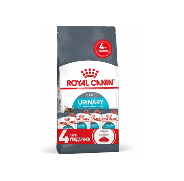 Акційний набір Royal Canin Urinary Care для підтримки здоров'я сечовидільної системи кішок, 2 кг + 4 паучі в подарунок