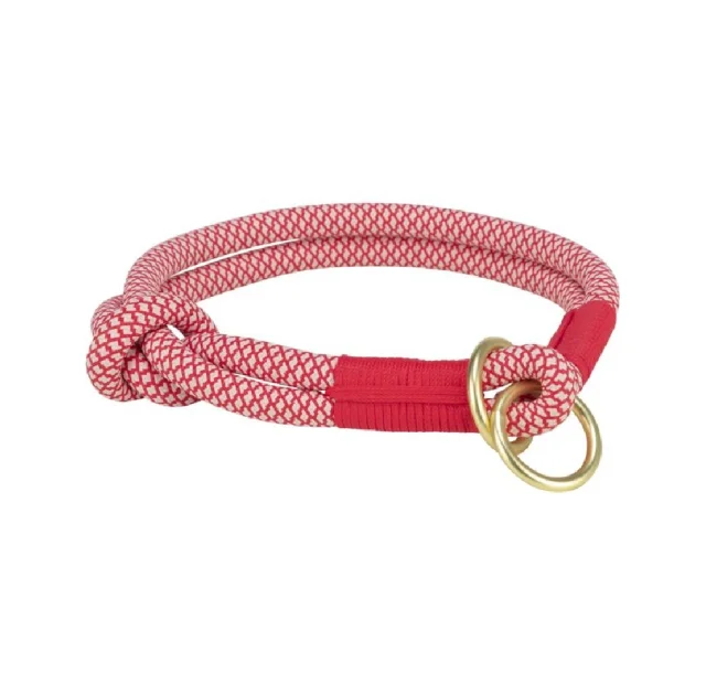 Ошейник-удавка Trixie Soft Rope для собак, размер L-XL, 55 см/10мм, красный/крем