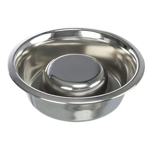 Миска Trixie Feeding Slow для собак, нержавеющая сталь, 1.5 л, 24 см