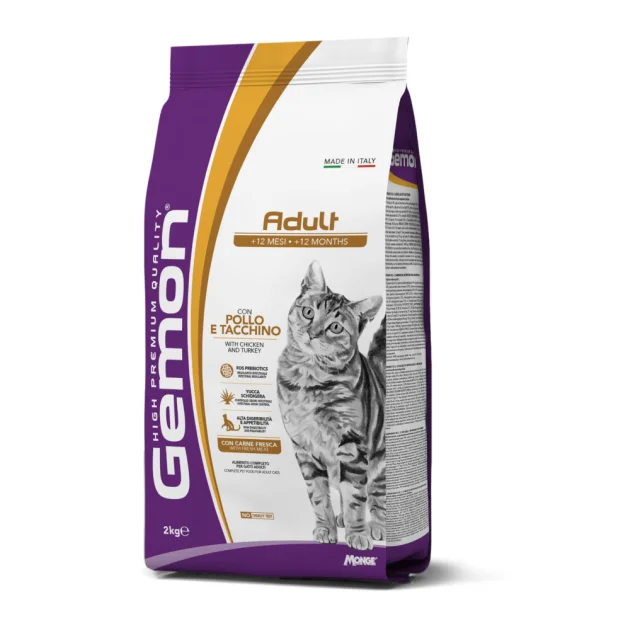 Сухой корм Gemon Cat Adult для взрослых кошек, курица с индейкой, 2 кг