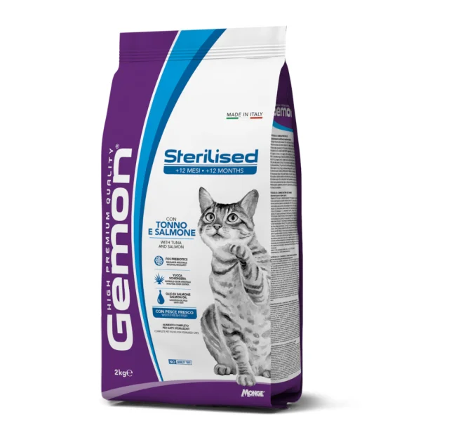 Сухий корм Gemon Cat Sterilised для дорослих стерилізованих кішок, тунeць з лососем, 2 кг