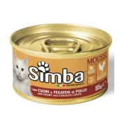 Влажный корм Monge Simba Cat Wet для кошек, с куриными сердечками и печенью, 85 г