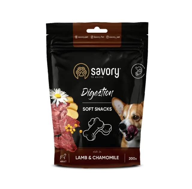 М'які ласощі Savory для собак, для покращення травлення, ягня з ромашкою, 200 г