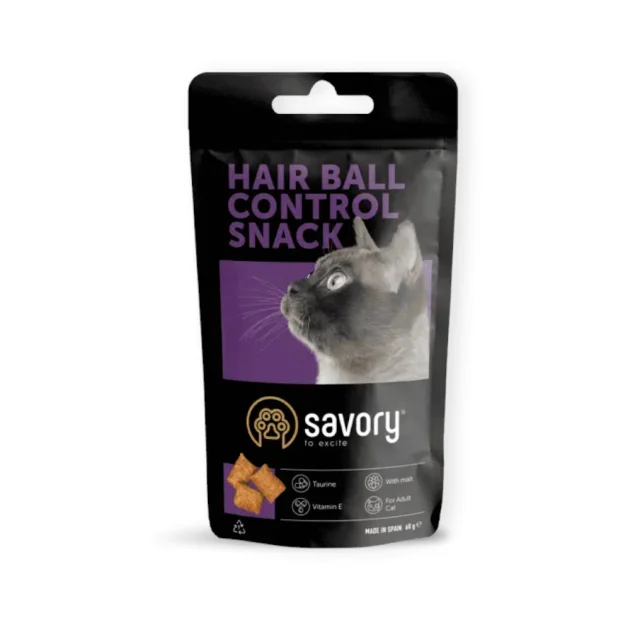 Ласощі Savory Hairball Control Snack для котів, подушечки для виведення шерсті, 60 г