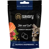 Хрустящие лакомства Savory Skin and Coat Snack для кошек, для здоровья кожи и шерсти, лосось и малина,50 г