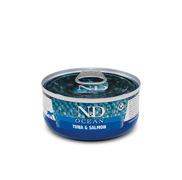 Влажный корм Farmina N&D Grain Free для кошек, беззерновой, тунец, лосось, 70 г