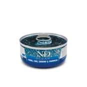 Вологий корм Farmina N&D для кішок, беззерновий, тунець, креветка, гарбуз, 70 г