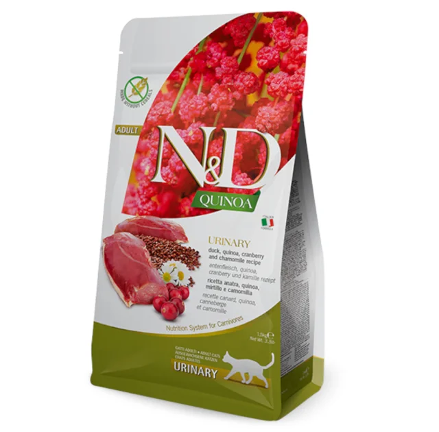 Сухой корм Farmina N&D Urinary для взрослых кошек, профилактика мочекаменной болезни, утка, киноа, клюква и ромашка, 1.5 кг