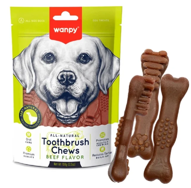 Ласощі Wanpy Toothbrush Chews Beef для собак, зі смаком яловичини, 100 г