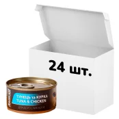 Упаковка консервів AnimAll для котів, тунець з куркою, 85 г, 24 штуки