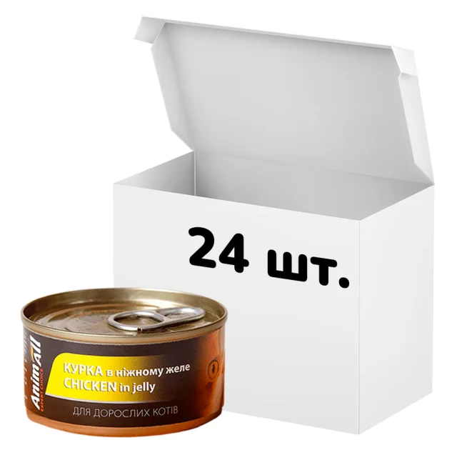 Упаковка консервов AnimAll для кошек, курица в нежном желе, 85 г, 24 штуки