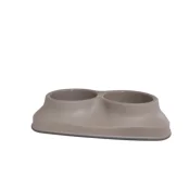 Миска двойная Irak Plast для собак и кошек, 420 мл, бежевая