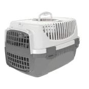 Переноска Irak Plast  PT-100 для котів та собак чорно-біла, 48×32,5×31 см