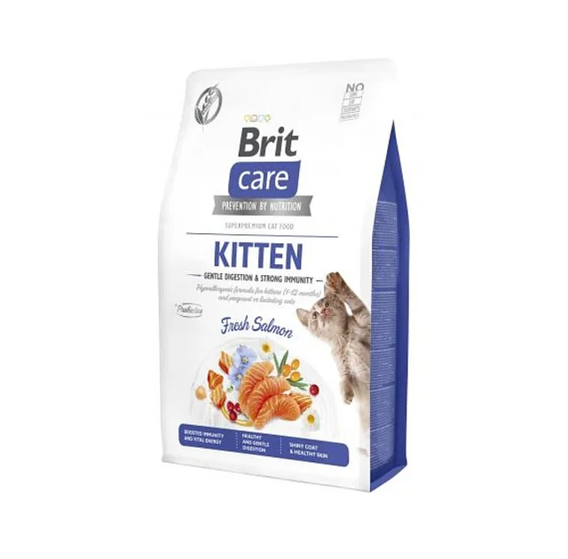 Сухой корм Brit Care Cat GF Kitten Digestion Immunity для котят, лосось, 2 кг