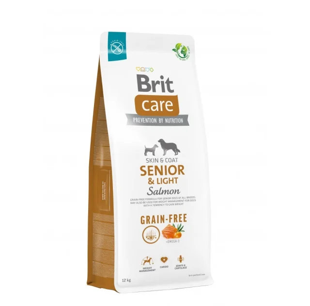 Беззерновий сухий корм Brit Care Dog Grain-free Senior & Light для собак похилого віку, з надмірною вагою, лосось, 12 кг