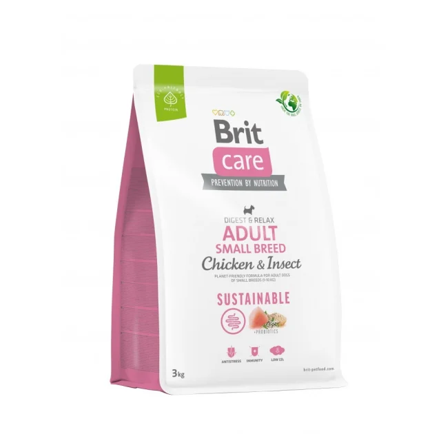 Сухий корм Brit Care Sustainable Adult Small Breed для собак, малих порід, курка і комахи, 3 кг