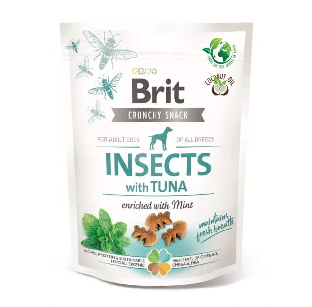 Ласощі Brit Care Crunchy Cracker Insects with Tuna для собак, для свіжості подиху, комахи і тунець м'ята, 200 г