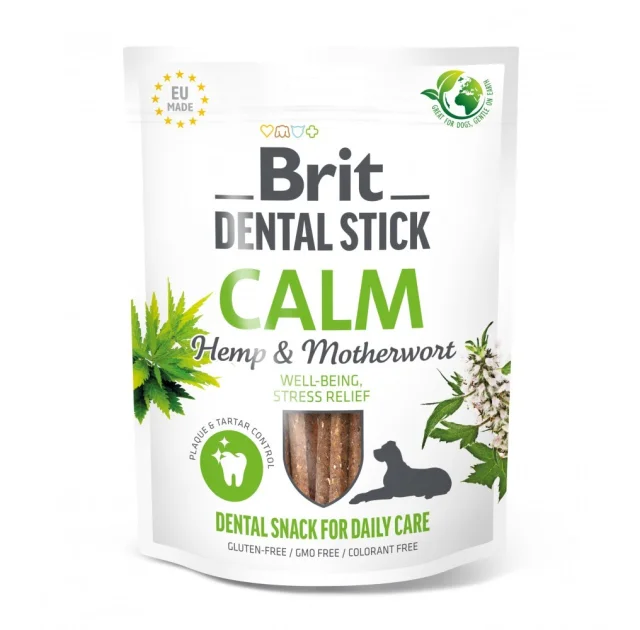Ласощі Brit Dental Stick Calm для собак, заспокійливі, конопля і пустирник, 7 шт, 251 г