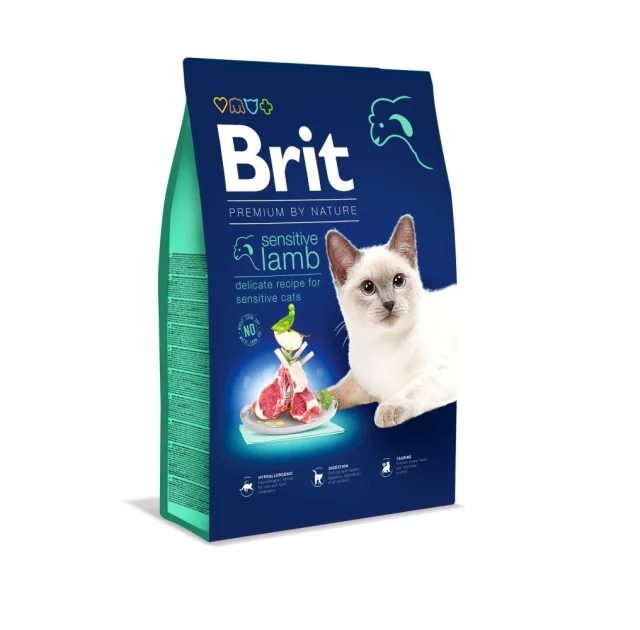 Сухой корм Brit Premium Sensitive Lamb, для дорослих котів, 8 кг