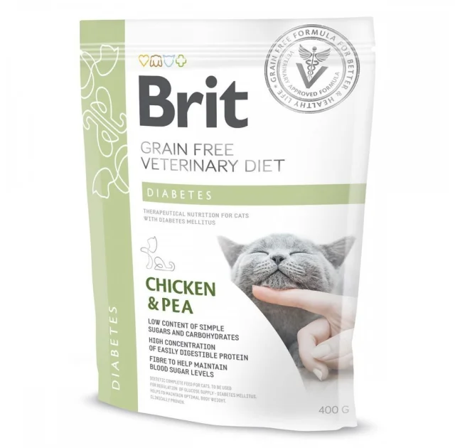 Сухой корм Brit VD GF Diabetes для кошек при диабете, курица и горох, 400 г