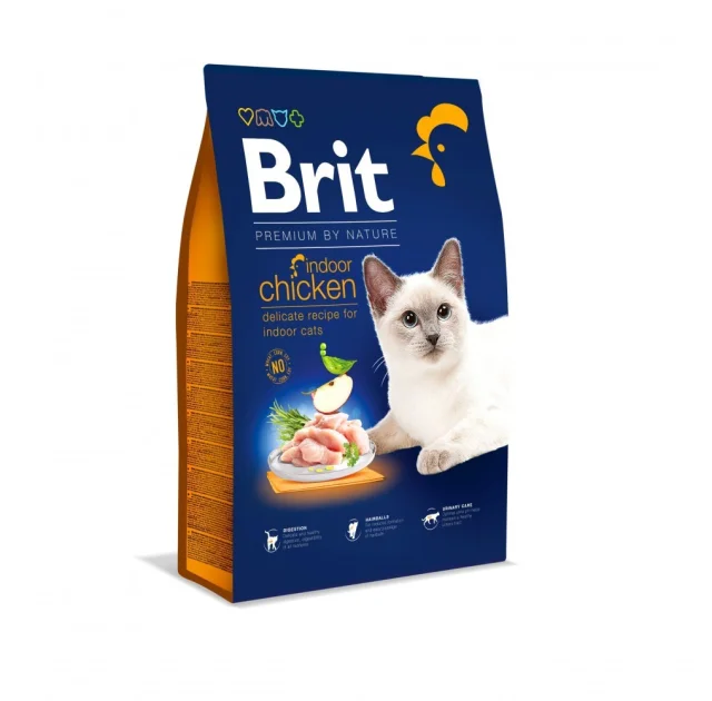 Сухой корм Brit Premium Indoor Chicken для домашних кошек, курица, 8 кг
