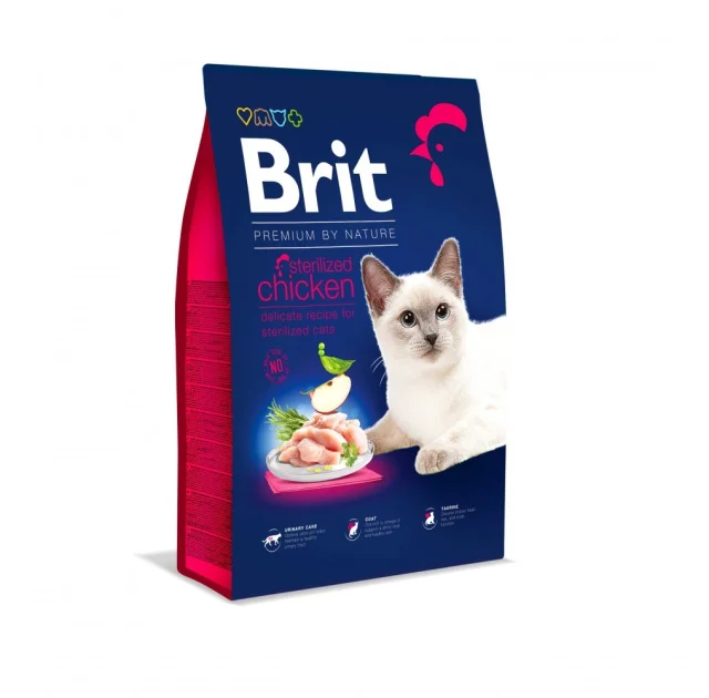 Корм сухий Brit Premium Sterilized Chicken для стерилізованих котів, курка 8 кг