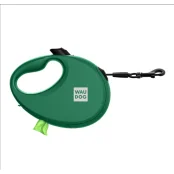 Повідець-рулетка Waudog R-leash з контейнером для пакетів, для собак, світловідбивна стрічка, S, до 12 кг, 3 м, зелений