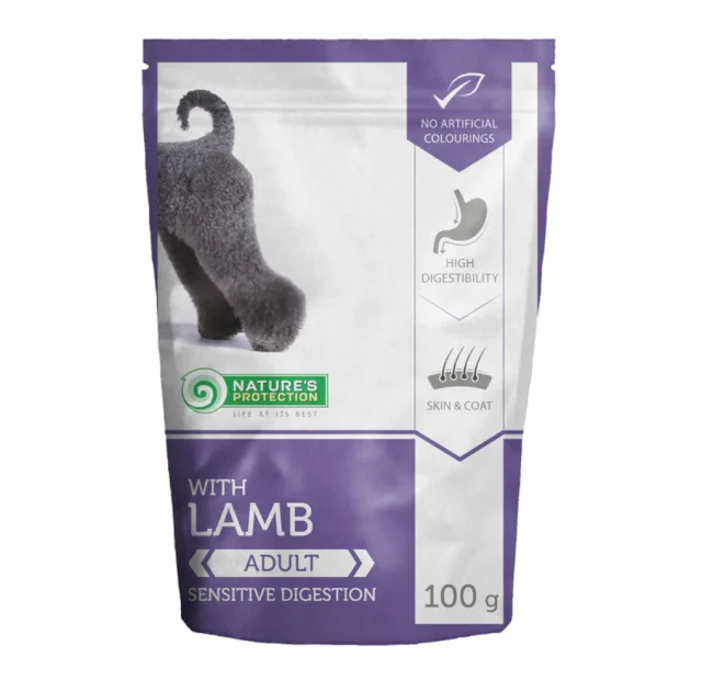 Вологий корм Nature's Protection Sensitive Digestion Lamb для дорослих собак, з ягням, 100 г