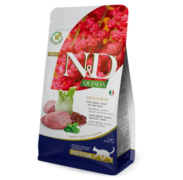 Сухой диетический корм Farmina N&D Quinoa Digestion для взрослых кошек, при нарушениях пищеварения, ягненок и киноа, 300 г
