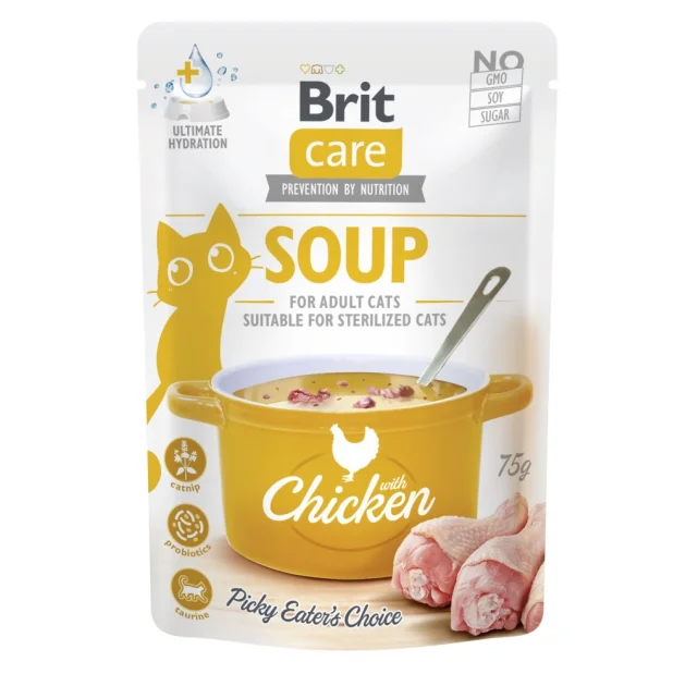 Влажный корм Brit Care Soup Chicken, для кошек, суп с курицей, 75 г