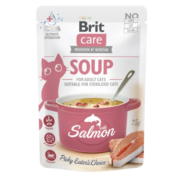 Влажный корм Brit Care Soup Salmon, для кошек, суп с лососем, 75 г
