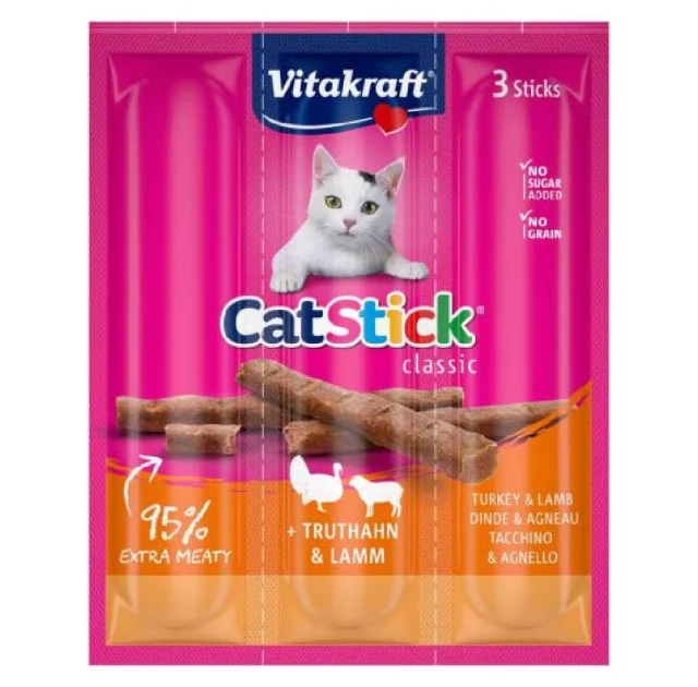 Лакомство Vitakraft, для кошек, мясные палочки с индейкой и ягненком 3 шт × 6 г