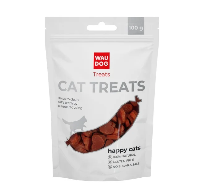 Лакомство Waudog Treats "Лососевые жевательные сердечки", для кошек, 100 г