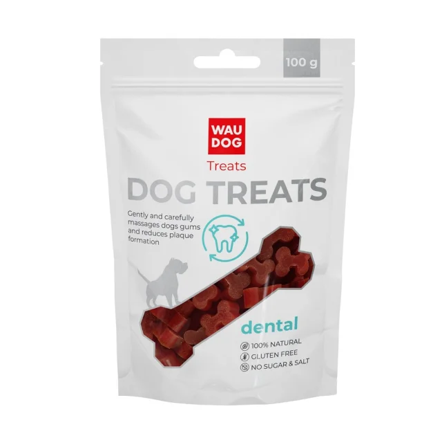 Ласощі Waudog Treats "Стоматологічна кістка зі смаком курятини (маленька)" для собак, 100 г