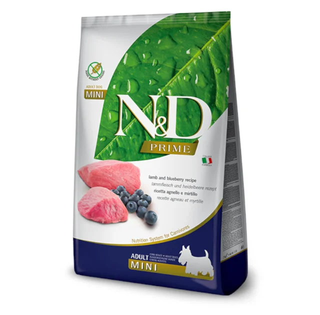 Беззерновий сухий корм Farmina N&D Prime Dog Lamb & Blueberry Adult Mini для дорослих собак дрібних порід, ягня з чорницею, 7 кг