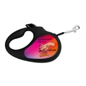 Повідець-рулетка Waudog R-leash для собак, малюнок "Конотопські магічні війська", L, до 50 кг, 5 м, чорний