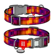 Нашийник Waudog Nylon з QR паспортом для собак нейлоновий, малюнок "Куби 3Д",  XL, ширина 25 мм, довжина 37-58 см