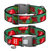 Нашийник Waudog Nylon з QR паспортом для собак, малюнок "Гранати",  нейлоновий, XXL, ширина 35 мм, довжина 46-70 см